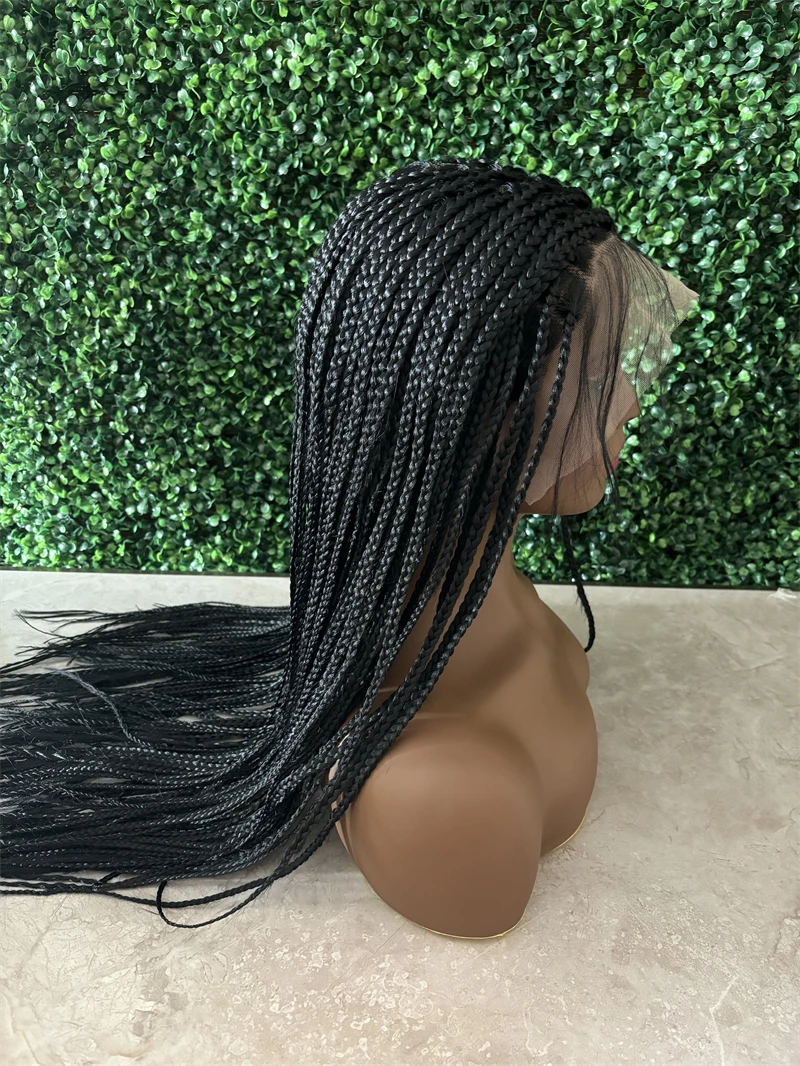 Long Middle Parting Synthetic Large Box Braided Wigs Jumbo Knotless Full Lace Front Wigs For Black Women Jumbo Tribal Braids Wig