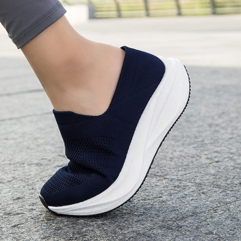 Unisex Slip‑On Sock Sneakers Breathable Knitted Mesh Walking Shoes Lightweight Platform  Casual Sports Shoes Size 36-45