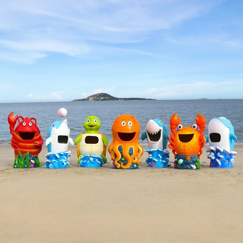 Gold Seller Commercial area, Ocean Park trash can sculpture, hotel cartoon dolphin theme decoration, kindergarten outdoor orname