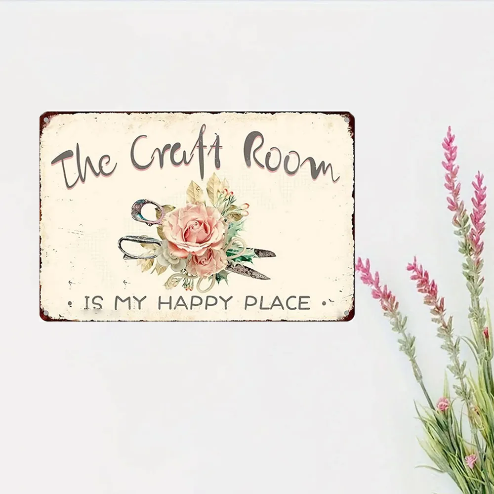 

1 шт., металлическая алюминиевая Вывеска «The Craft Room Is My Happy Place»