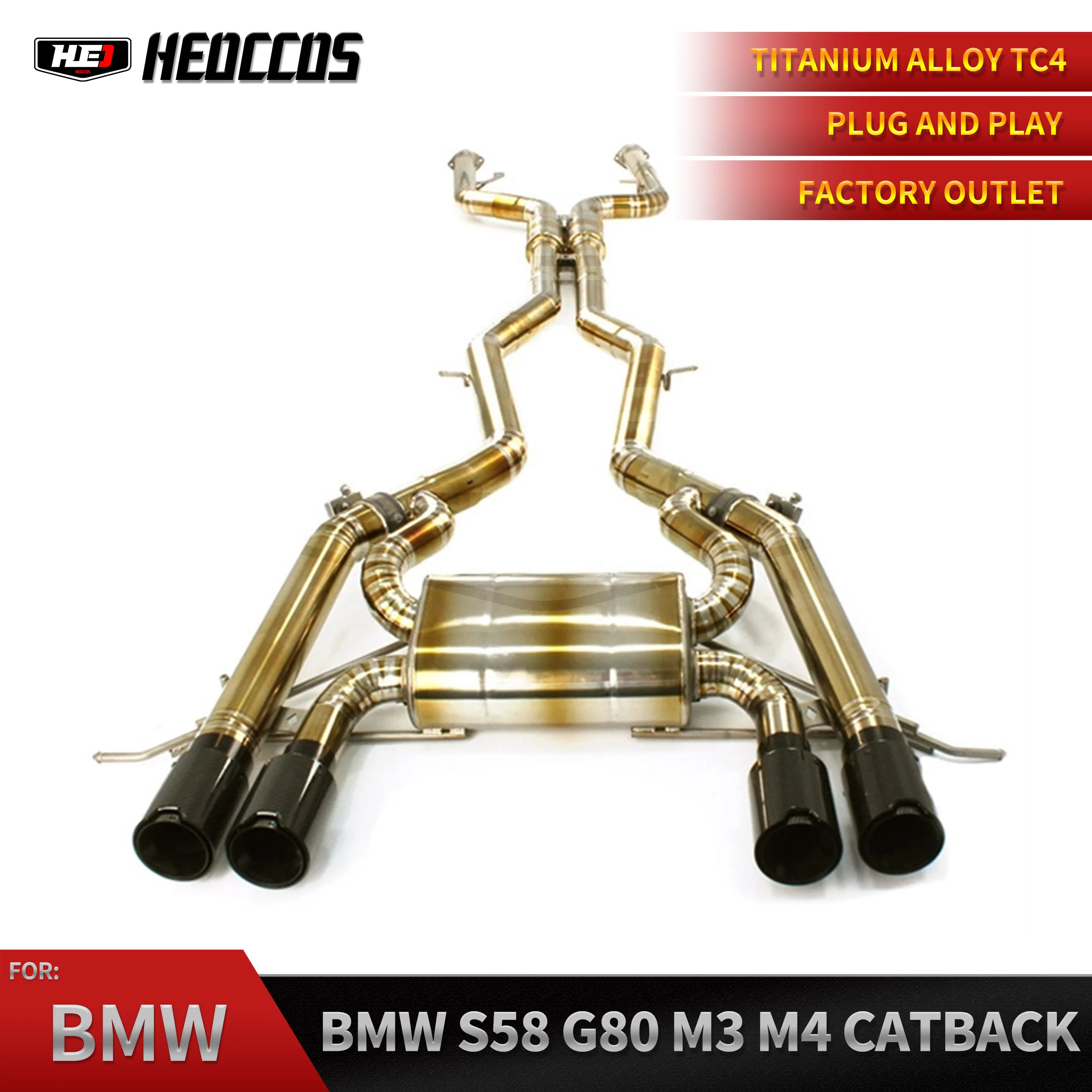 

HEO Titanium Exhaust System For BMW M3 M4 G80 G82 Performance Exhaust System Catback Electric valve With MP Tail Tips