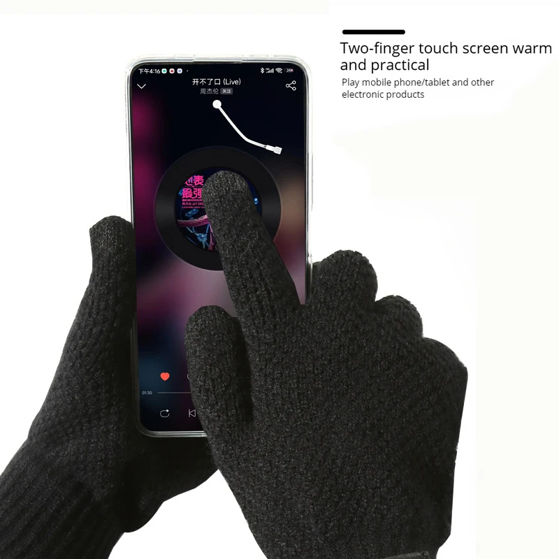 Guantes de lana para hombre, manoplas cálidas para pantalla táctil, de punto, para invierno, novedad de 2024