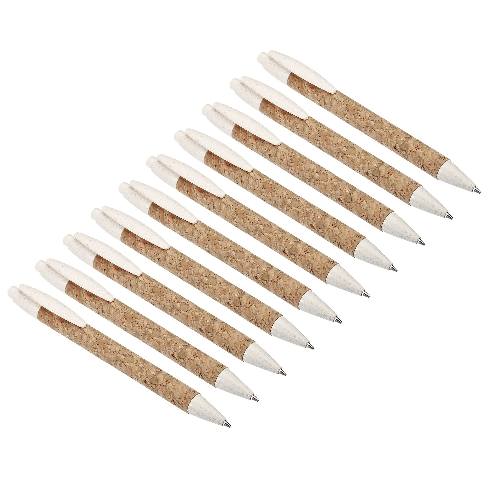 

20Pcs Wheat Straw Pens Black Ink Cork Recycle Medium Point Ballpoint Pens with Comfortable Grip for Office Supplies, Brown