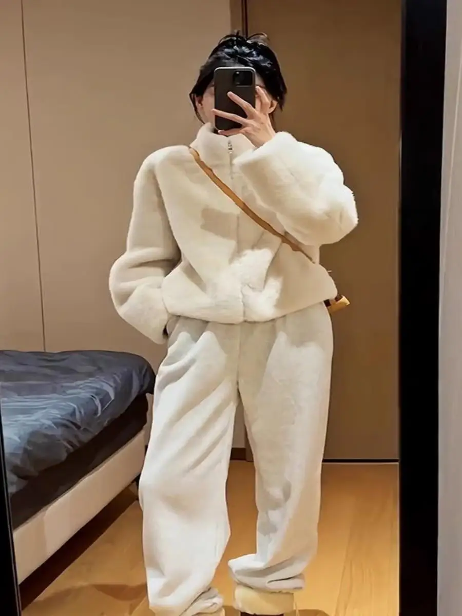 

Loose ort Thiened Cotton Jaet Mink Fur loween Winter Coat Detachable Hood Woven Fabric Eco-friendly Artificial Fur