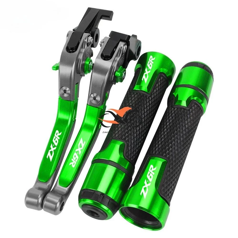 

ZX 6R Motorcycle Folding Extendable CNC Adjustable Clutch Brake Levers Handbar Grips FOR KAWASAKI NINJA ZX6R ZX-6R 2007 - 2018
