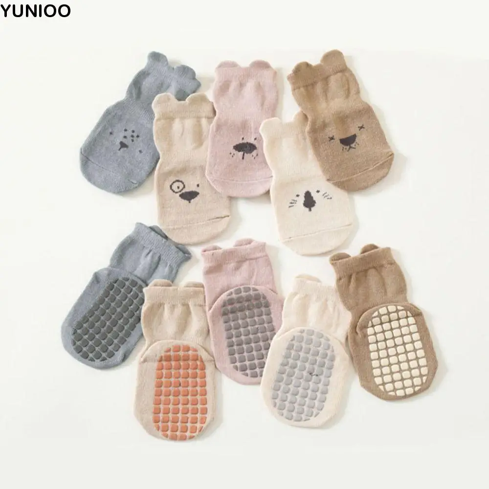 

5Pairs Fashion Bear Ears Baby Cotton Socks Breathable Autumn Spring kids Cartoon Socks Non-slip Cute Short Tube Socks Newborn