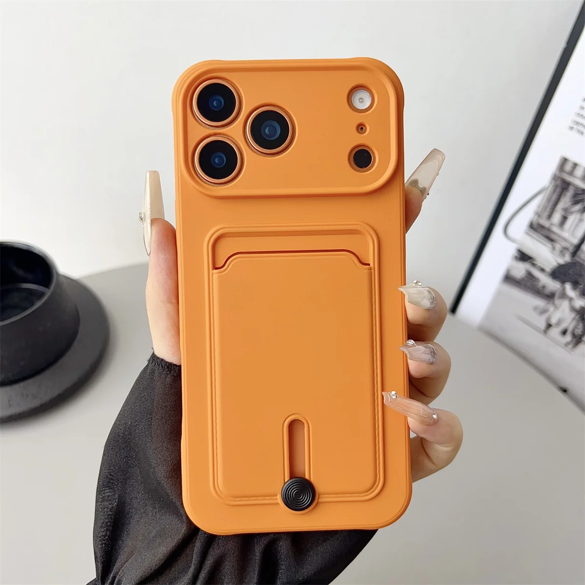Push-Kartentasche, Slot-Halter, Brieftasche, Handyhülle für iPhone Air 17, 16, 15 Plus, 14, 13, 12, 11 Pro Max, XS, stoßfeste weiche Silikonhülle