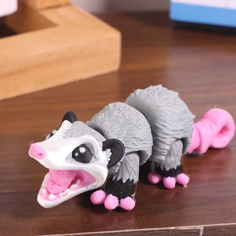 Articulated Opossum Fidget Toy 3D Printed, Sensory Desk Companion for Stress Relief & Attention Gifts