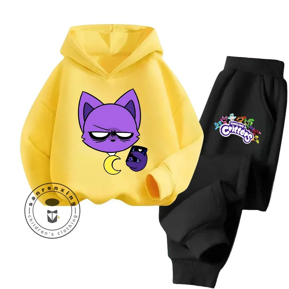 Smiling Critters Girls Boys Set Children's Long Sleeve Cartoon Hoodie + Trousers 2 Pieces Children's Sportswear Casual Boys Set