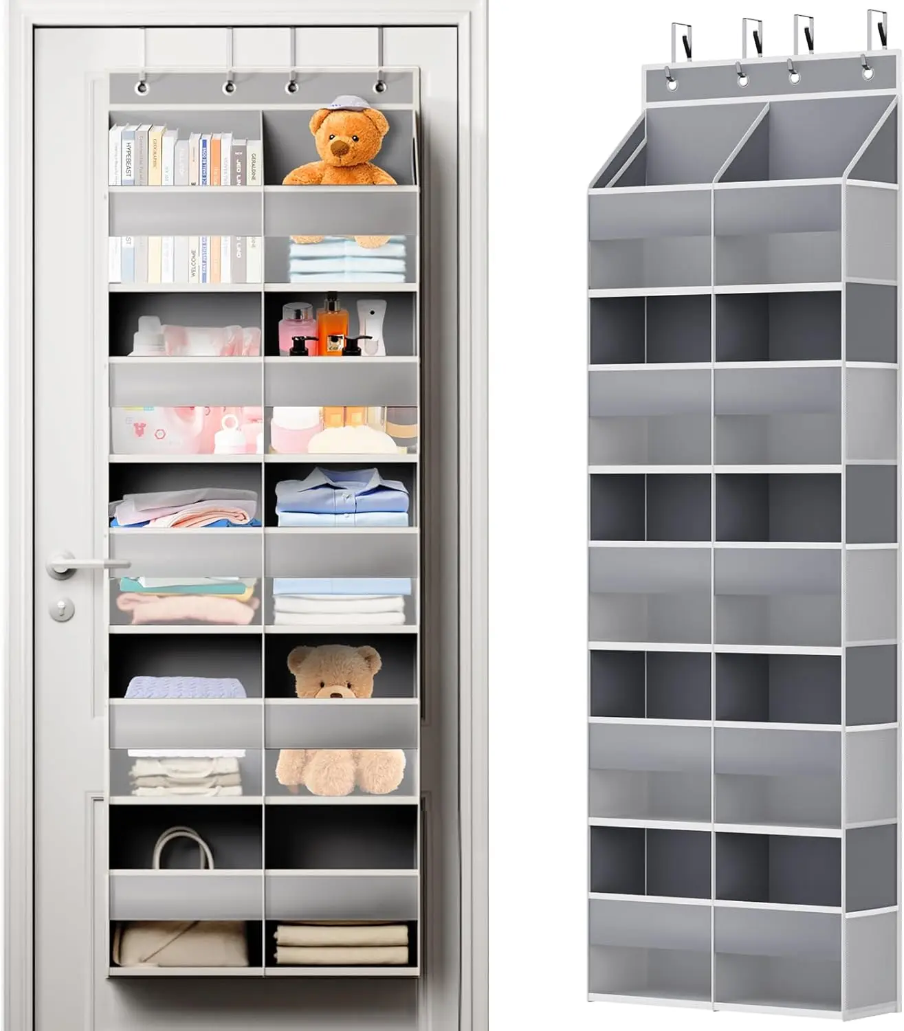 

Over the Door Organizer 5 Tiers, Extra Large Behind Door Storage of 10 Big Front 10 Mesh Pockets, 80 lbs Door Organizer