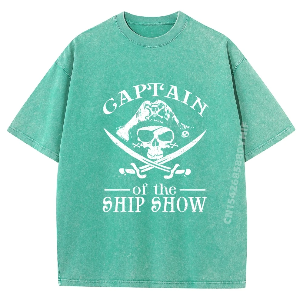 Забавный пиратский дизайн Капитан Корабль Шоу Катер Катание на лодках Капитан Мужская одежда Мужская футболка с короткими рукавами Ретро стираные топы и футболки с принтом