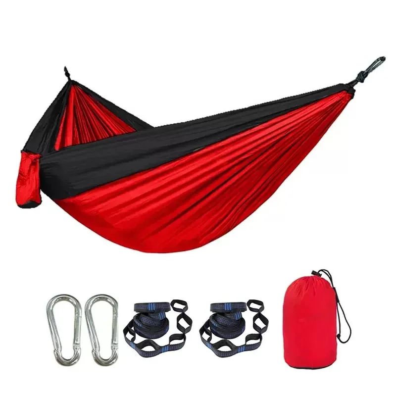 Portable Lightweight Single Wide Polyester Fabric Hammock Swing, Durable Parachute Camping Tent Hammock Bed