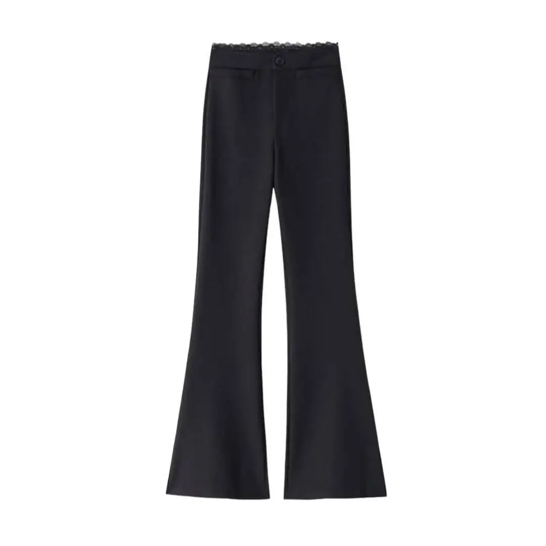 Black Suit Pants Women's Autumn Black Suit Flare Pants High Waist Slimming Narrow Fit Casual Horseshoe Long Trousers