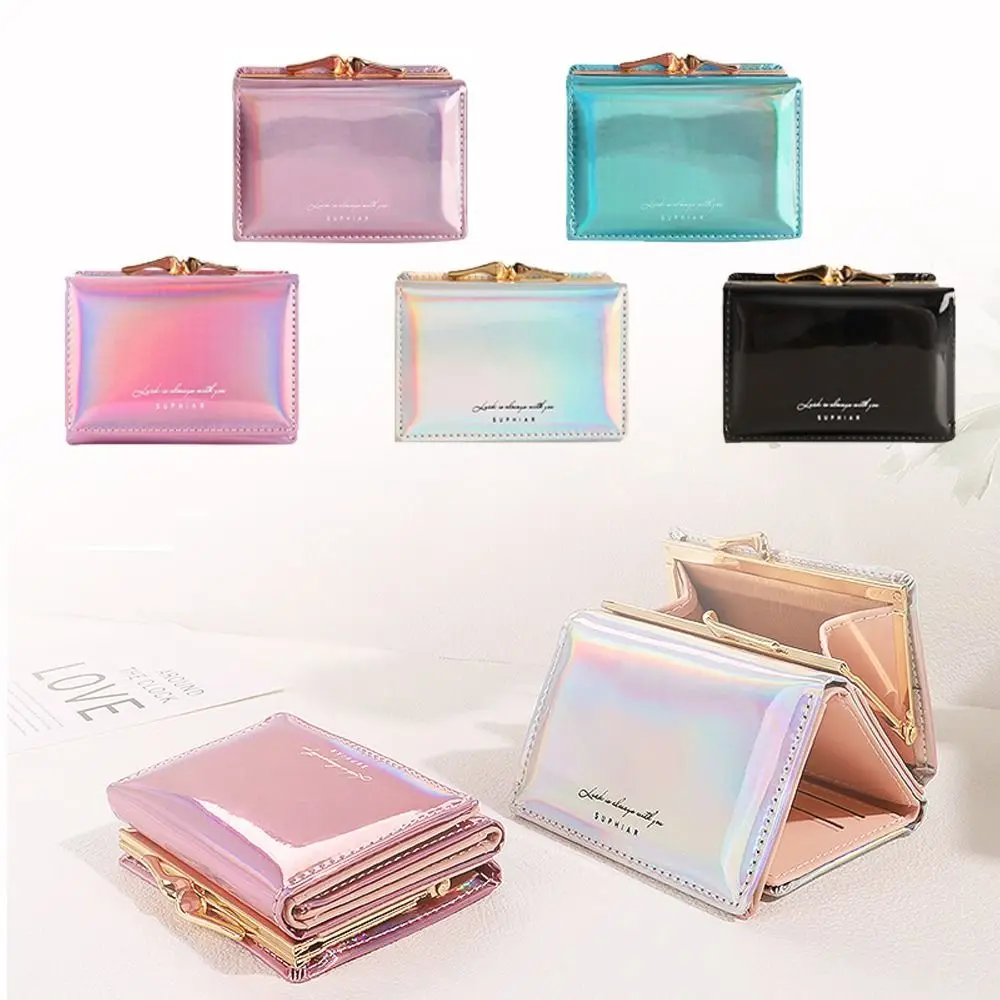 

Fashion Multifunctional Laser Leather Wallet Classic Women Man Tri-Fold Coin Purse Card Holder Gifts