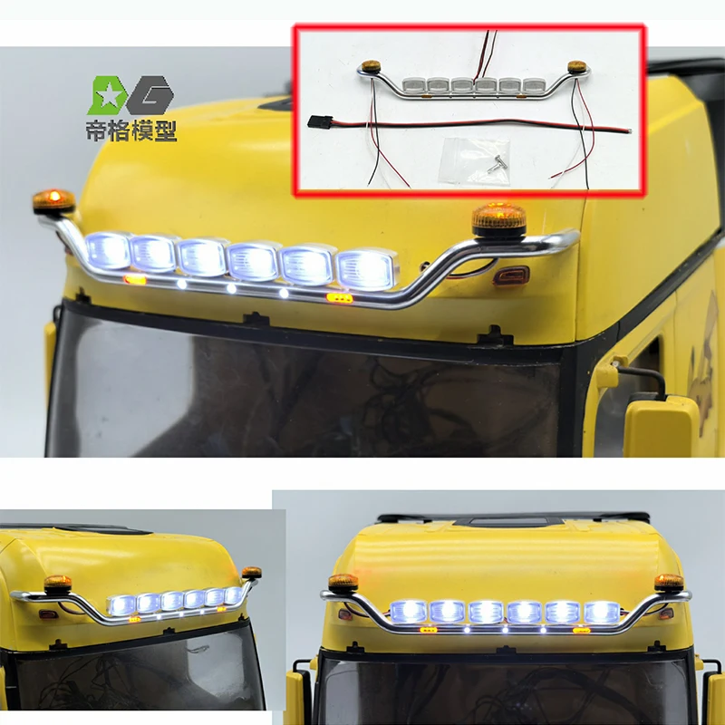 

RC Metal LED Sun Visor Lights For 1/14 Tamiya RC Truck Trailer 56348 3363 1851 56335 Overhead Light Sunshade DIY Upgrade Part