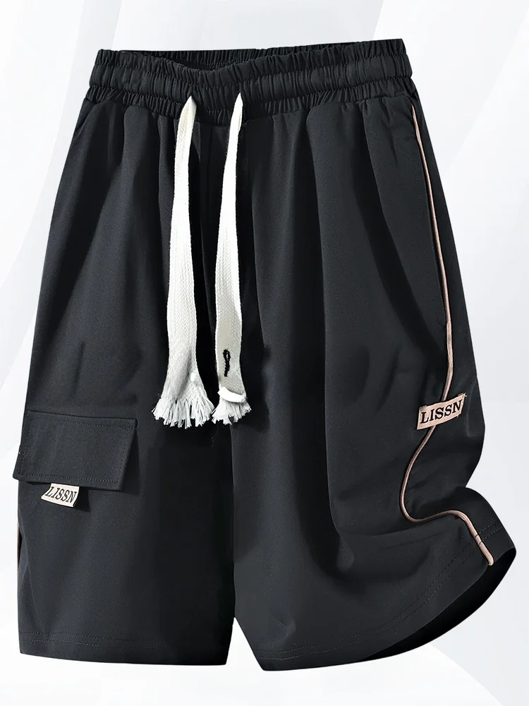 

American Sle Ice Silk orts Men's Summer Thin Sport Casual Mid-Length plus Size Fat Men Five-Quarter Pants Straight Leg