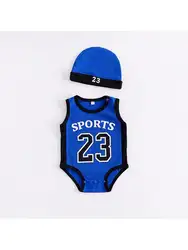 Blue Sports Baby Clothing Basketball Design Jumpsuit Photography Clothing Theme Photo Set