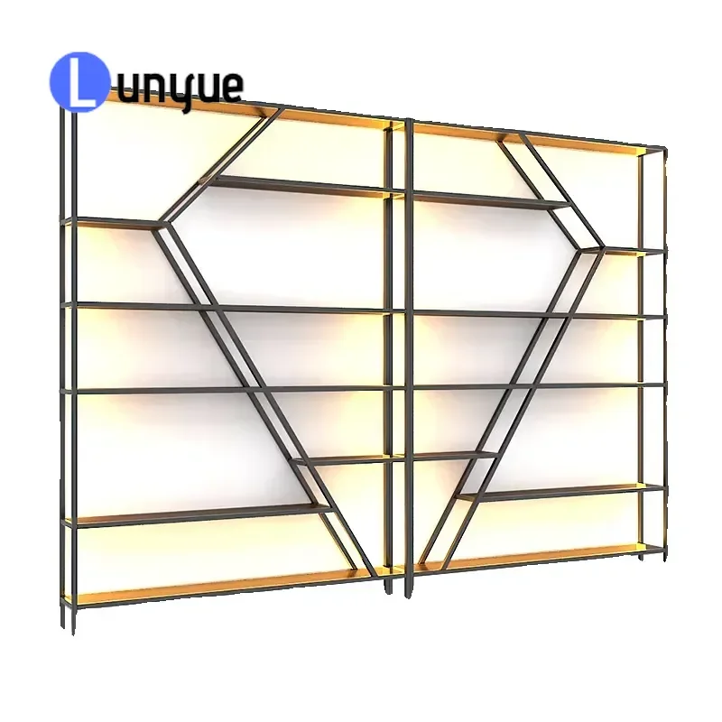 Modern Iron Free Standing Liquor Cabinet Wine Rack with Luminous Shelf Red Grape Beer Storage for Restaurant Bar Home Use