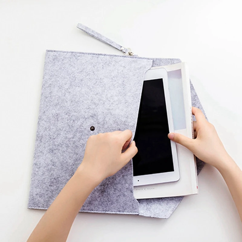 Dark Grey 2PC Simple A4 Big Capacity Document Bag Pad Business Briefcase File Folders Chemical Felt Filing Products