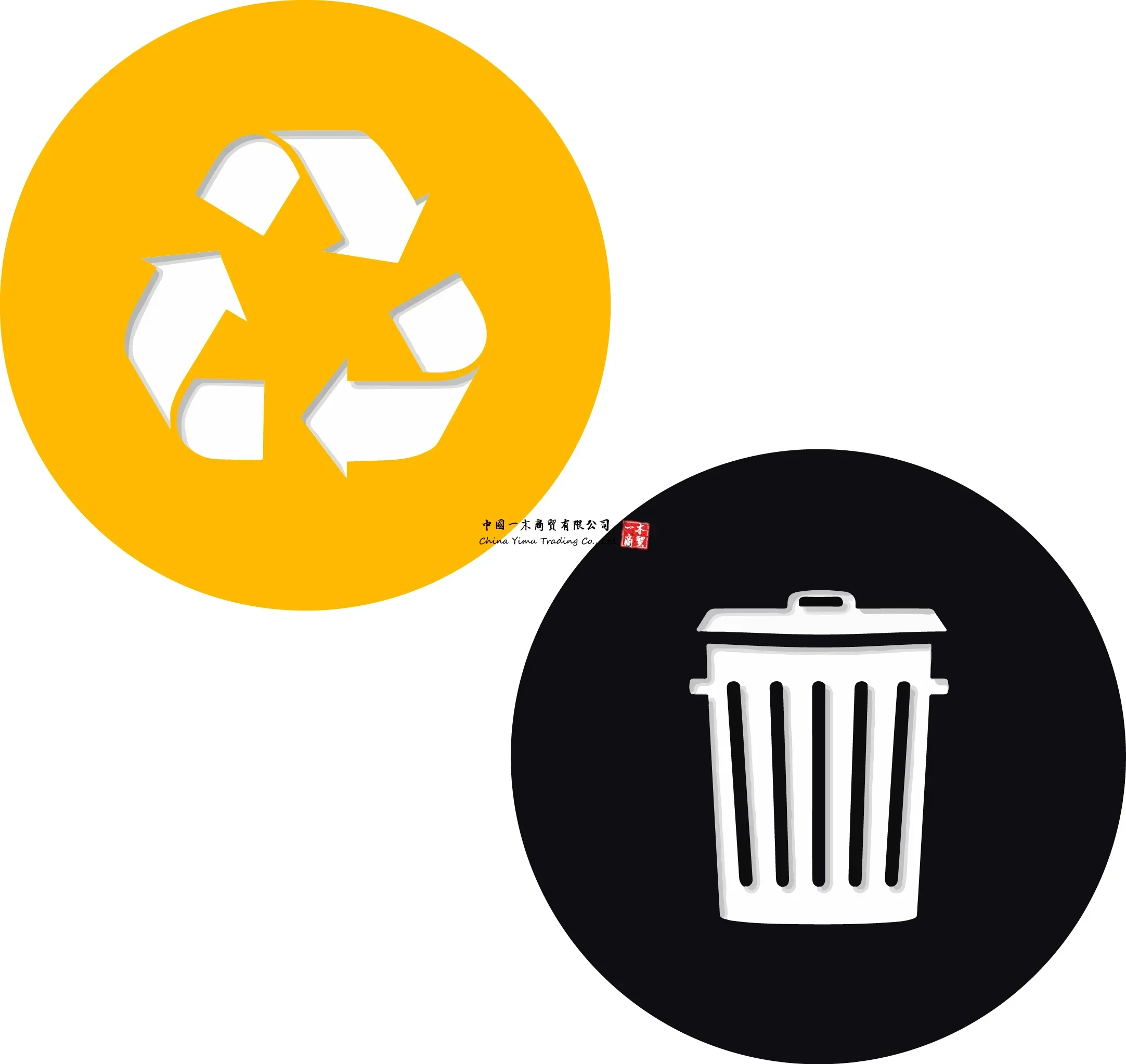 Recycle and Trash Sticker Vinyl Modern Logo Symbol to Organize Trash cans or Garbage containers and Walls Toilet stickers