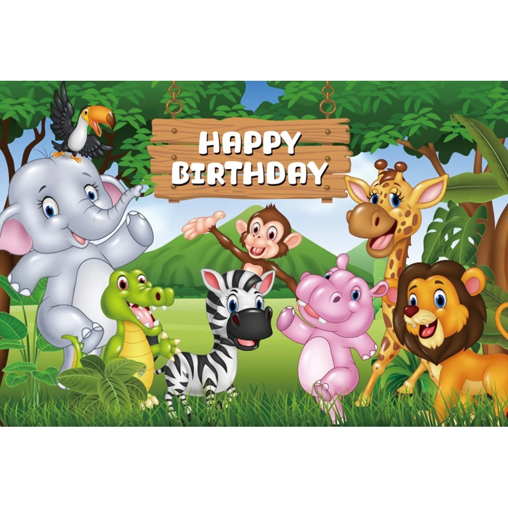 الغابة البرية الحيوان سفاري خلفية حفلة الغابات الاستوائية الوليد استحمام الطفل عيد ميلاد ديكور التصوير خلفية صور الدعائم