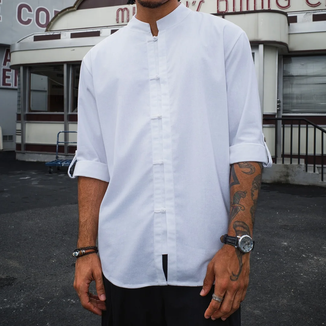 Męska koszula z krótkim rękawem Letnia lniana Casual Krótkie koszulki plażowe Jednolity kolor Męskie topy w stylu vintage Streetwear Rozmiar US