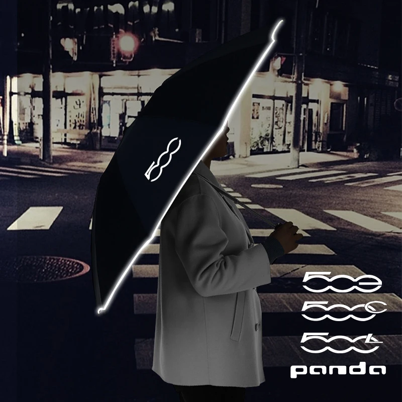 Fully Automatic Sun Umbrella With LED Flashlight Sticker for Fiat Punto Abarth 500 500C 500E 500L Panda Bravo Car Accessories