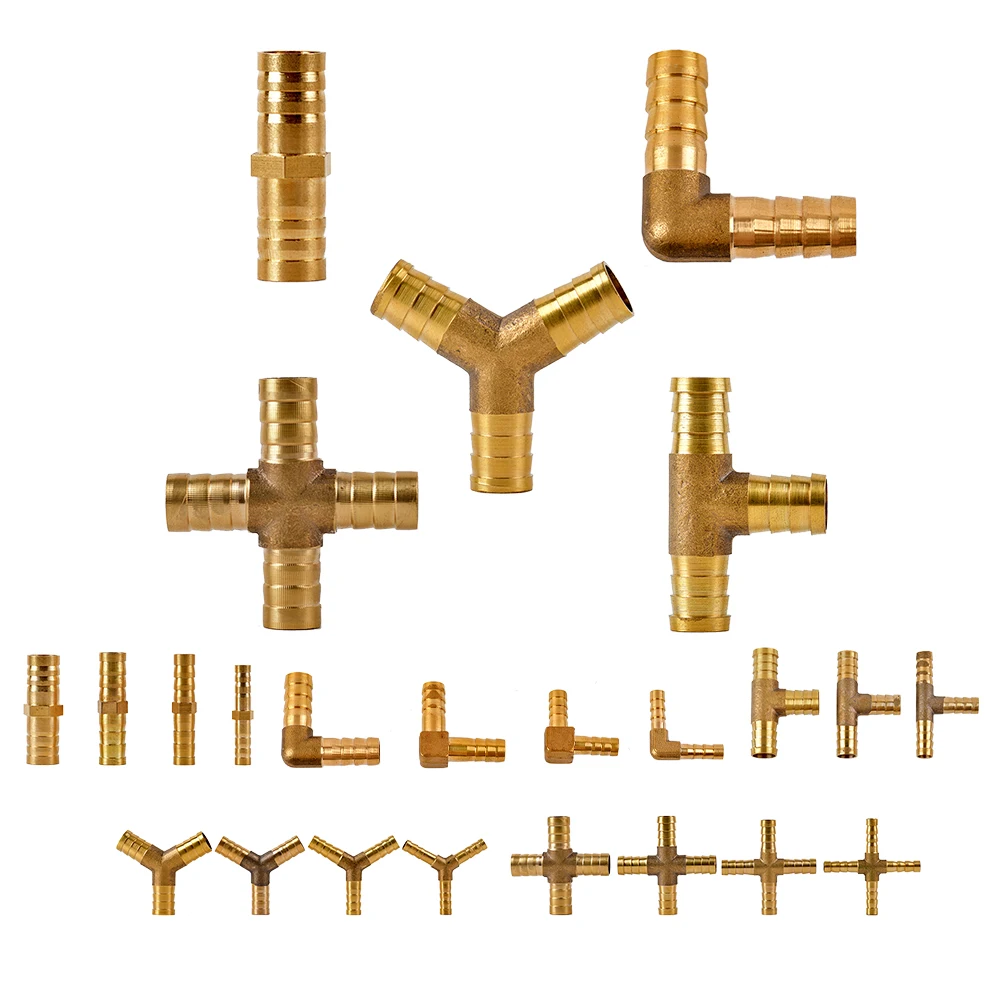 For 6mm 8mm 10mm 12mm Hose Copper Pagoda Water Tube Fittings Brass Barb Pipe Fitting Elbow Tee Cross Brass Connector