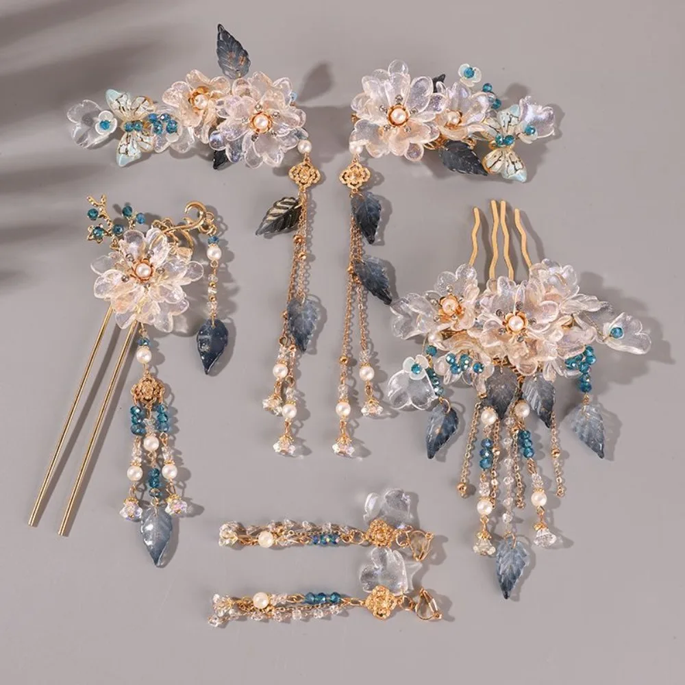 

Ancient Chinese Style Super Fairy Glaze Hanfu Hair Accessories Set Hair Clip Tassel Full Set Ancient Costume Hairpin Headwear