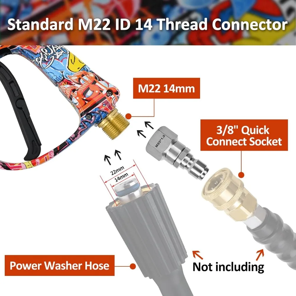 الدب قوة غسالة الضغط بندقية رذاذ غسالة الطاقة بندقية قصيرة مع M22 مدخل-14mm ومسدس رغوة مدفع رغوة مع 5 نصائح الفوهات # 035 #3