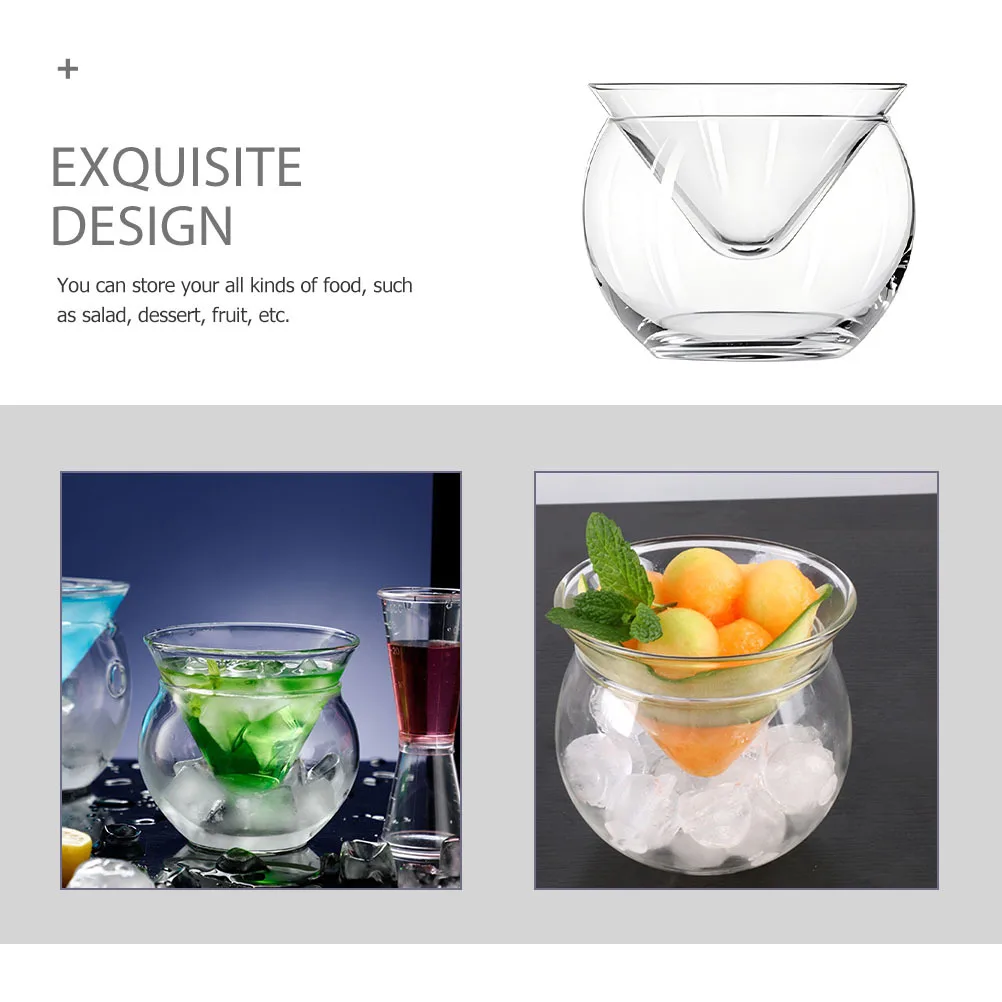 

Kitchen Supply Clear Dessert Bowl Dip Chiller Caviar Container Ice Chilled Serving