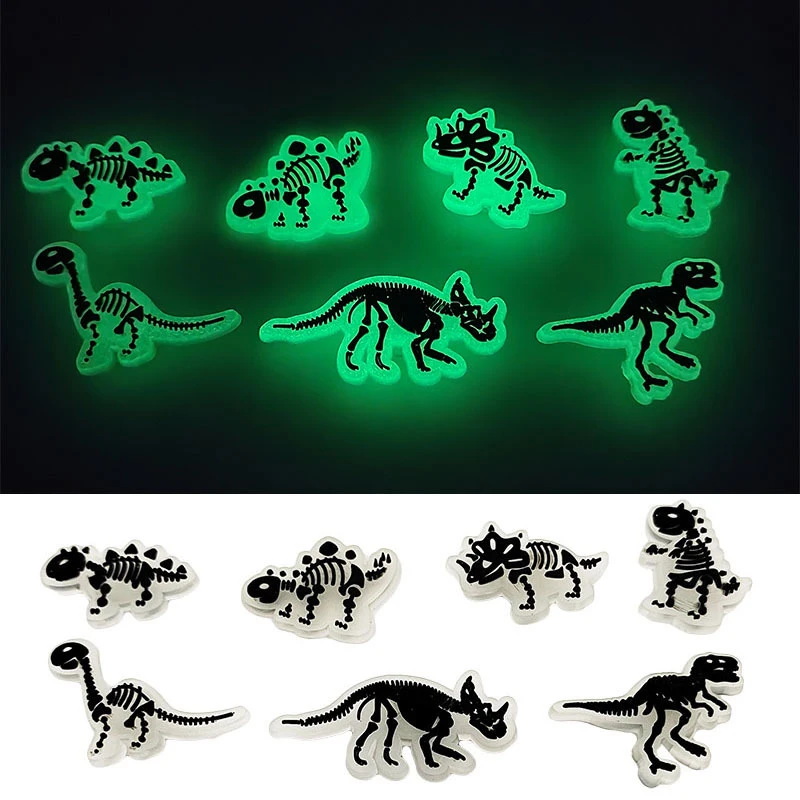 New Jibbitz Fluorescent Black And White Dinosaur Series Luminous Pvc Shoes Charms For Clogs Shoe Decoration Festival Party Gifts