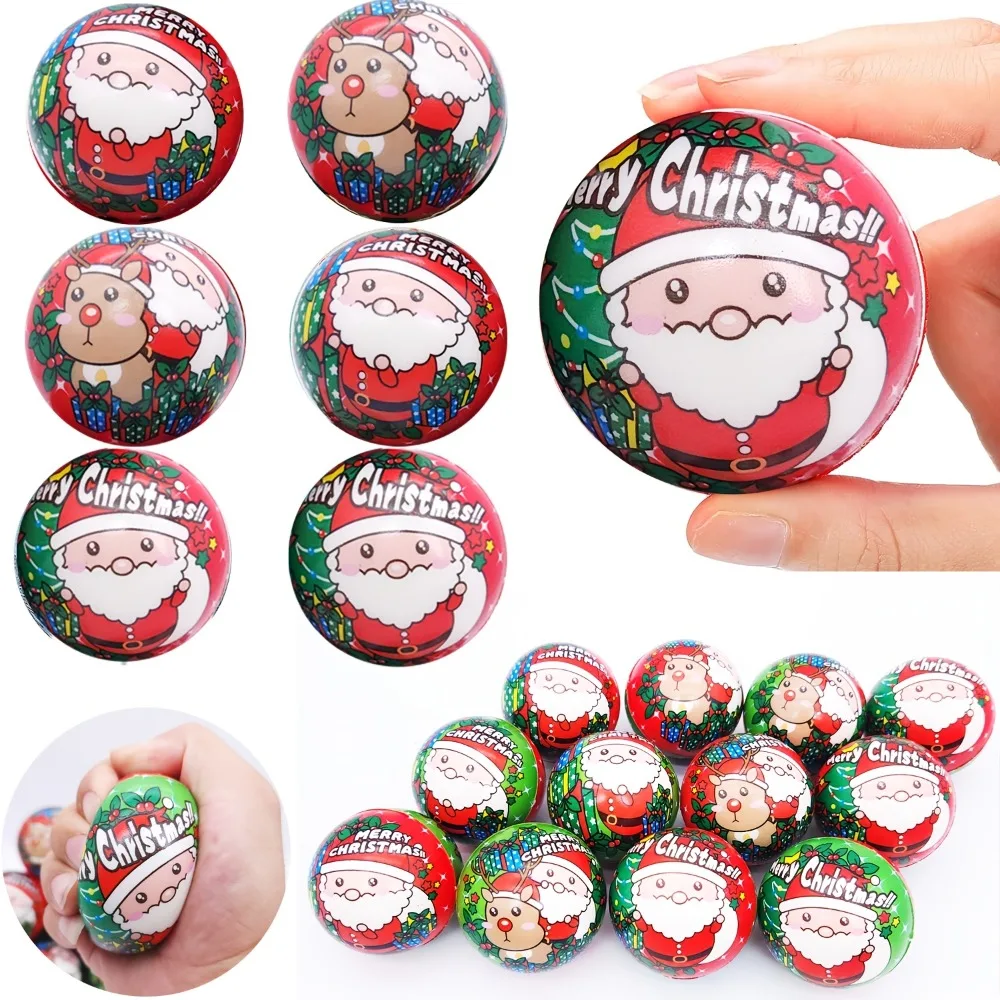 1/12 pièces boules anti-Stress de noël jouets en vrac mousse PU balles anti-Stress père noël jouets anti-Stress cadeau de noël cadeaux de fête