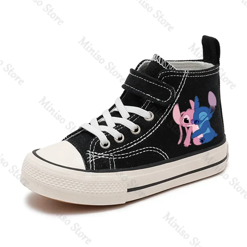 Crianças Disney Lilo Stitch Sport Shoes, High-Top, Lona, Casual, Desenhos animados, Conforto, Imprimir, Tênis, Garotas, Garoto, 2024