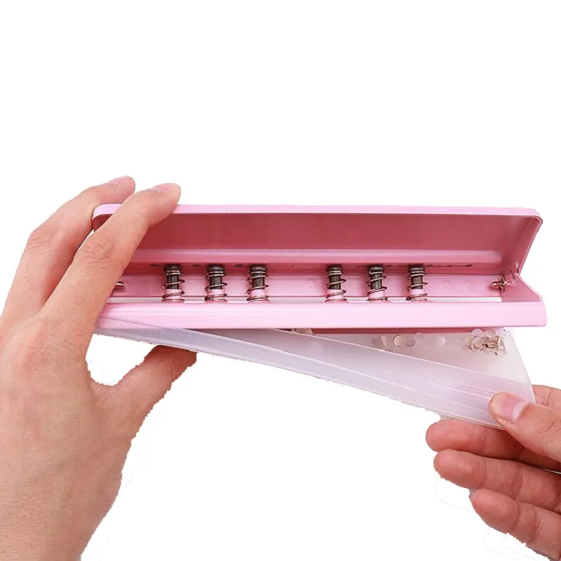 6-Hole Punch for A4 A5 A6 B7 Notebook Loose Leaf Adjustable Commercial Puncher for Dairy Planner Inner Page 6 Sheet Capacity