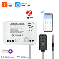 Mumubiz Zigbee 1 Gang Smart Switch with Temperature Humidity Sensor, Tuya Smart Life APP ,Passive Dry Contact Relay Match Alexa