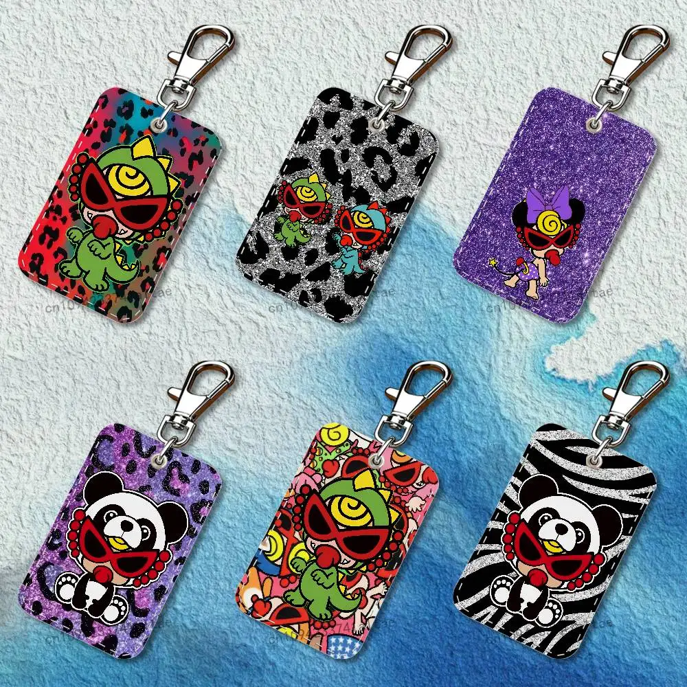 H-Hysteric Cute M-Mini Rectangle Card Case Leather Card Holder Keychain Key Ring Transportation Card Case