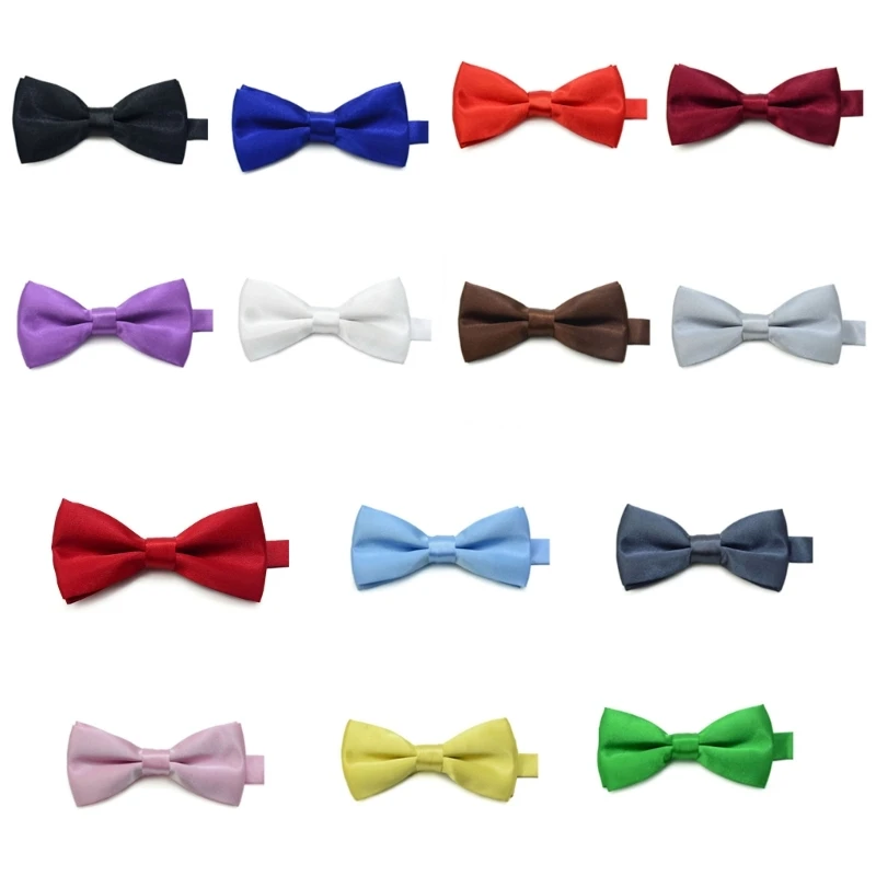 340D Children BowTie Color Simple Buckle Closure Necktie For Holiday Special Event School Uniform All Matching Necktie