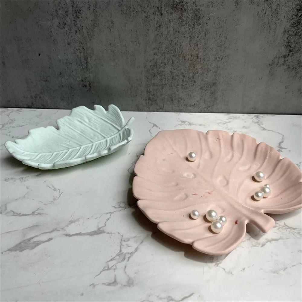 Silicone Mold For Leaf Dishes Large Tree Leaf Board Gypsum DIY Jewelry Storage Plate Tableware DIY Tray Cutlery Silicone Molds