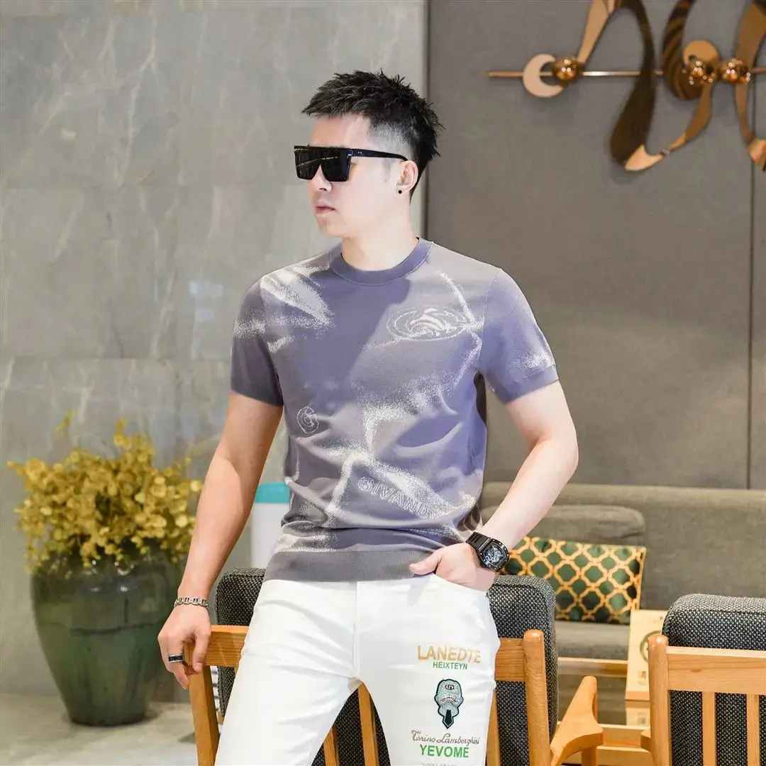 

Легкая трикотажная мужская футболка с круглым вырезом и коротким рукавом, летняя, повседневная, для ношения под одеждой, в стиле Cleanfit