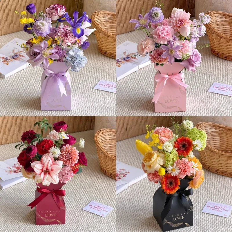 10-20-個ロマンチックな花柄の包装母の日ギフト花束ボックス手持ち花-diy-材料ボックスフラワーショップ包装