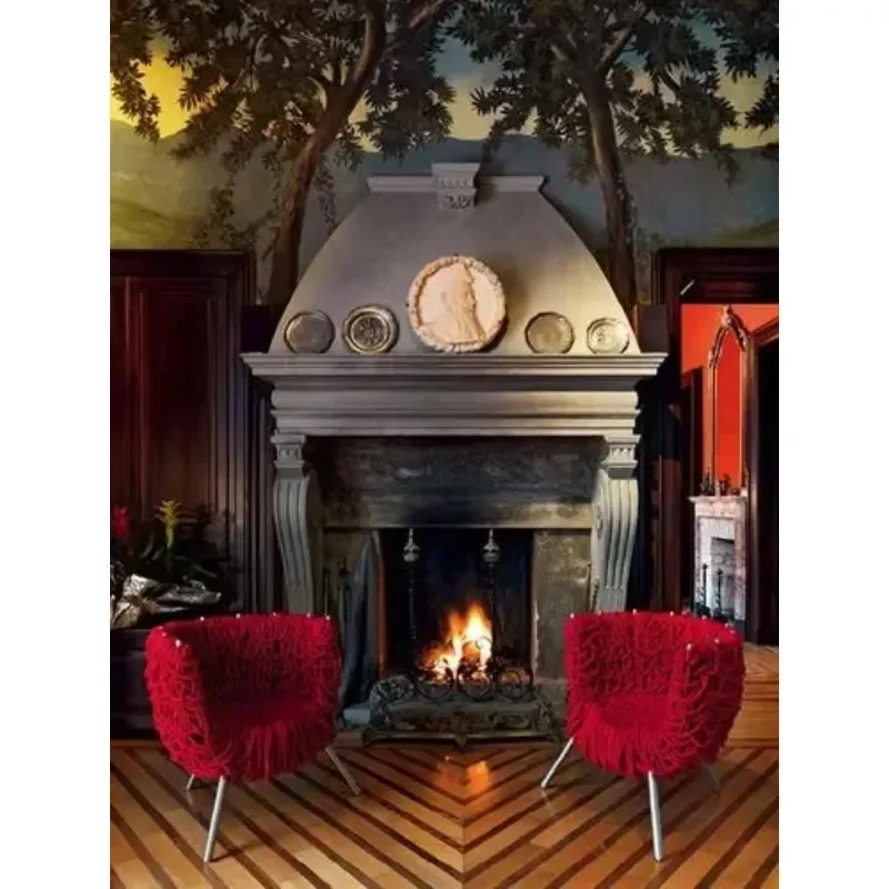 Italian Light Luxury Handmade Rope Weaving Chair for Creative Personality Designer Home Single Casual Armchair