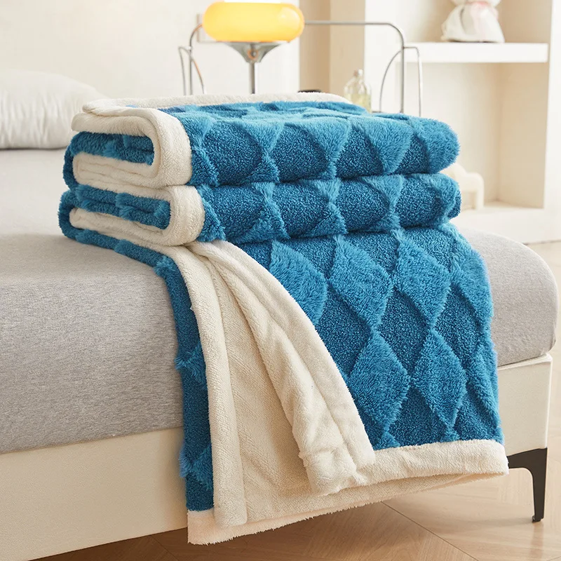 Retro Plaid Comfortable double-sided velvet quilt core bedroom velvet thickened blanket home lamb fleece quilt warm quilt core c