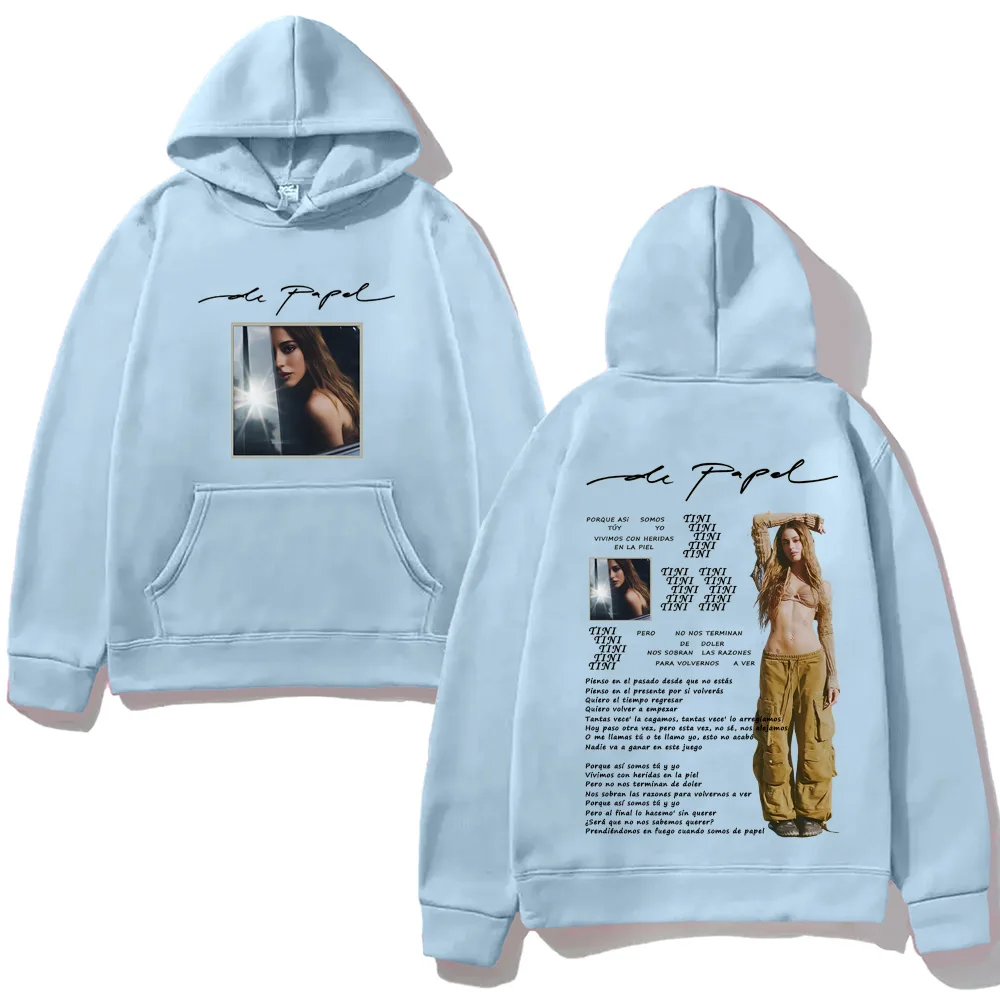 TINI -De Papel เสื้อฮู้ดพิมพ์ลายกราฟิกขนแกะเสื้อสเวตเตอร์แขนยาวสไตล์นักร้องเสื้อผ้า SudaderasPullovers