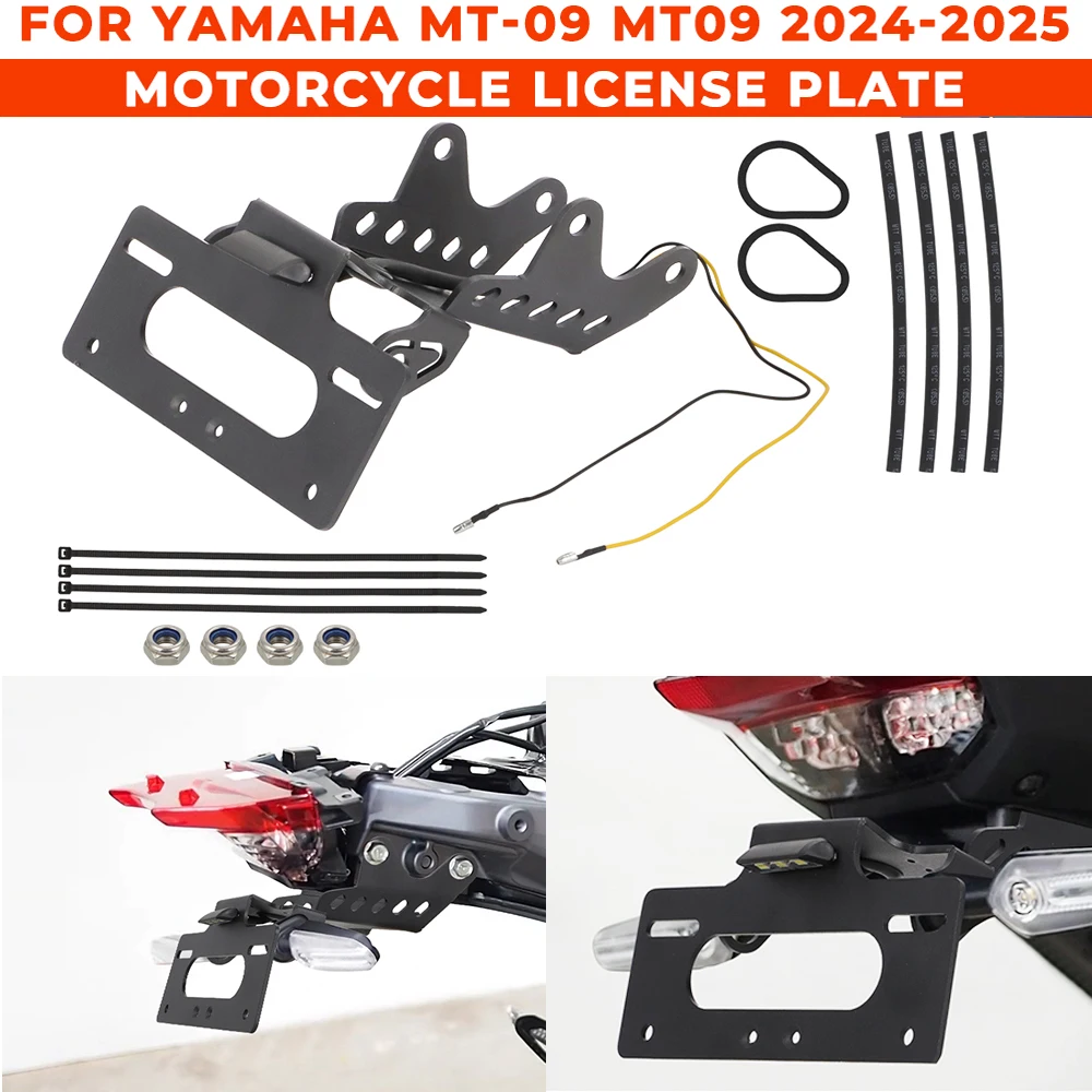

For Yamaha MT-09 2024-2025 MT 09 MT09 Motorcycle License Plate Holder Bracket Rear Fender Registration Eliminator Bracket kit