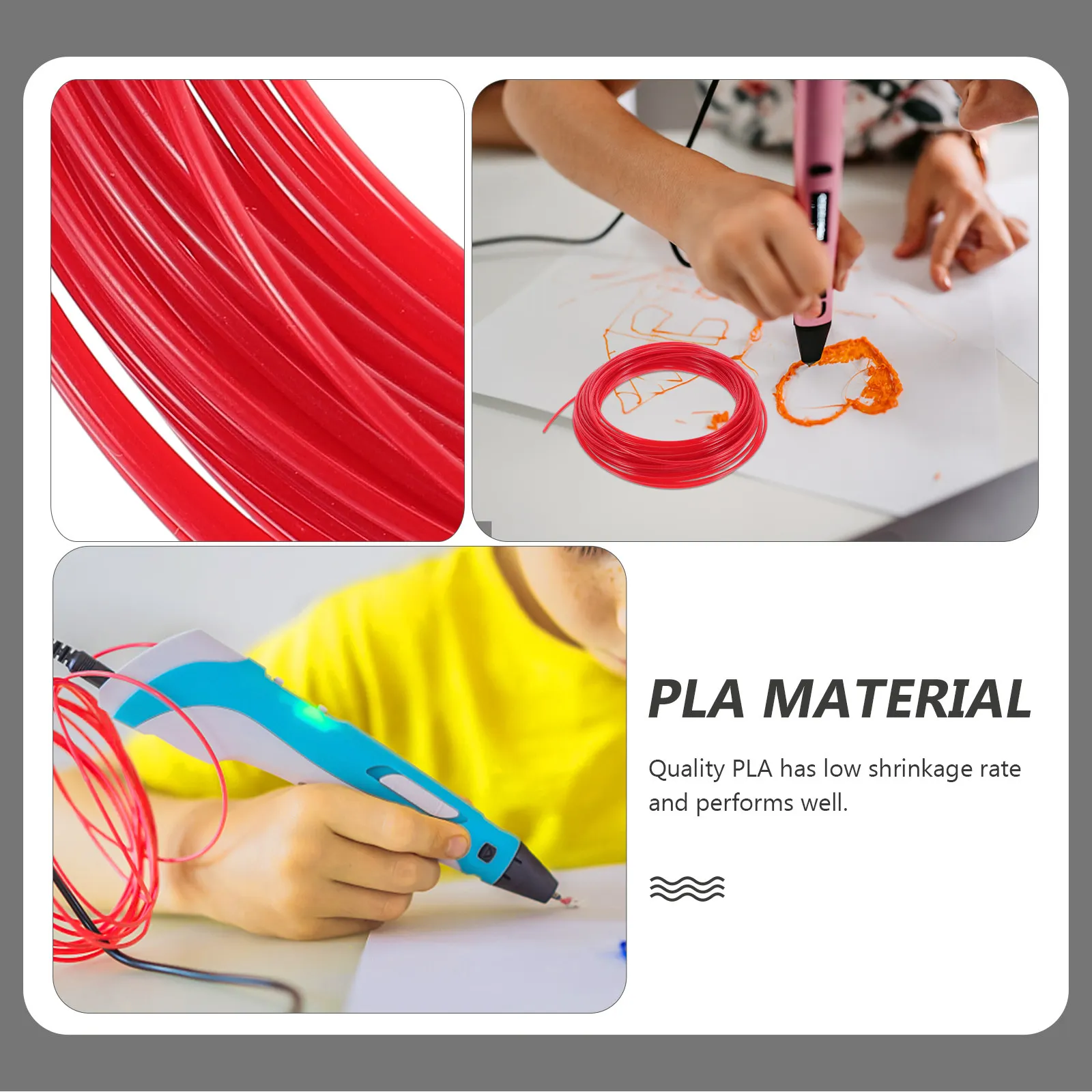 

10 метров 1,75 мм PLA-филамент для 3D-ручек, вакуумная упаковка, низкая усадка, протестировано, материалы для 3D-печати для начинающих и