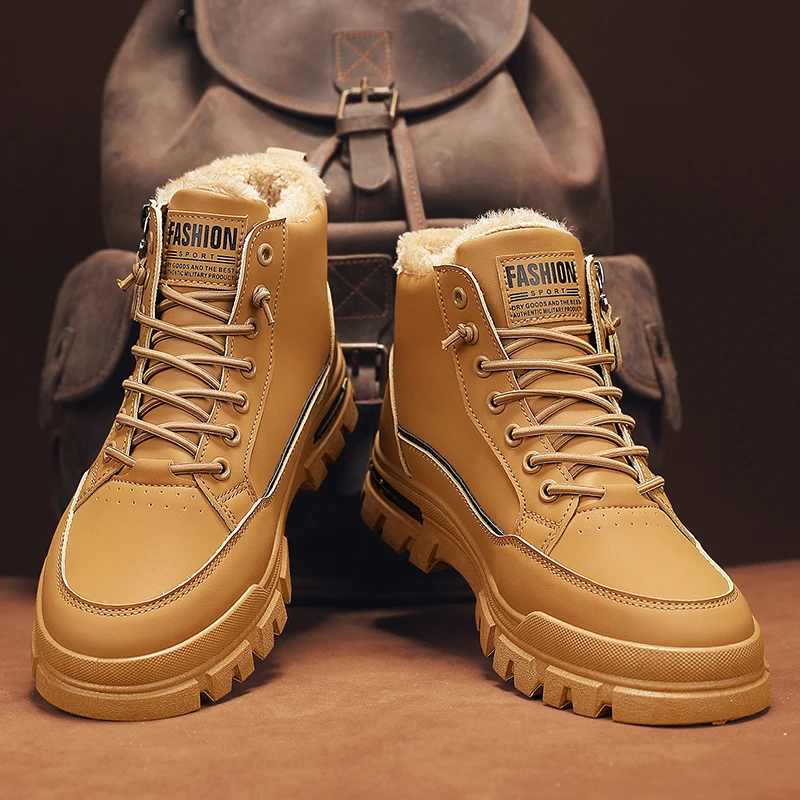 

Зимние мужские ботинки на флисовой подкладке, высокие, в корейском стиле, универсальные, утолщенные, легкие, хлопковые, модные, для активного отдыха, снегоступы