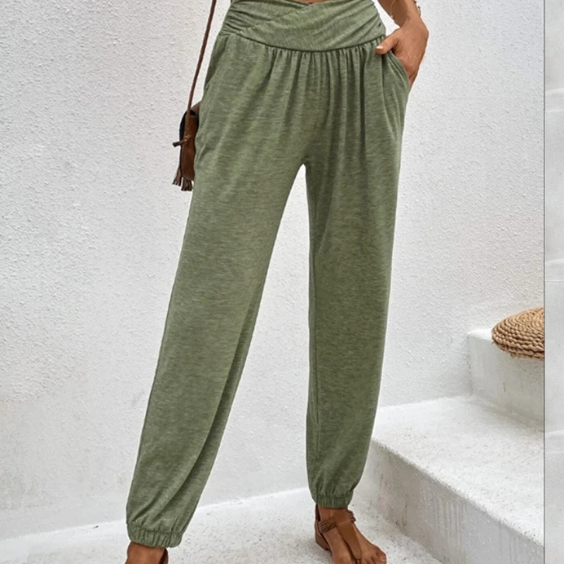 2026 Autumn New Hot Selling Home Style Casual Loose High Waisted Leg Tied Pants for Women