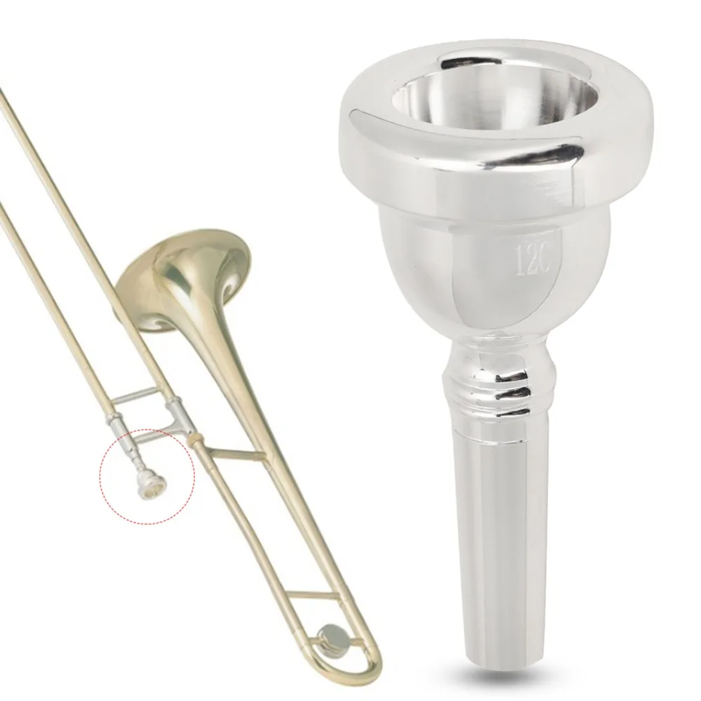 Silver Trombone Mouthpiece​ ​Brass Jazz Player Accessory​ ​Brass Mouthpiece​ ​Beginner Friendly​ ​12C Model​