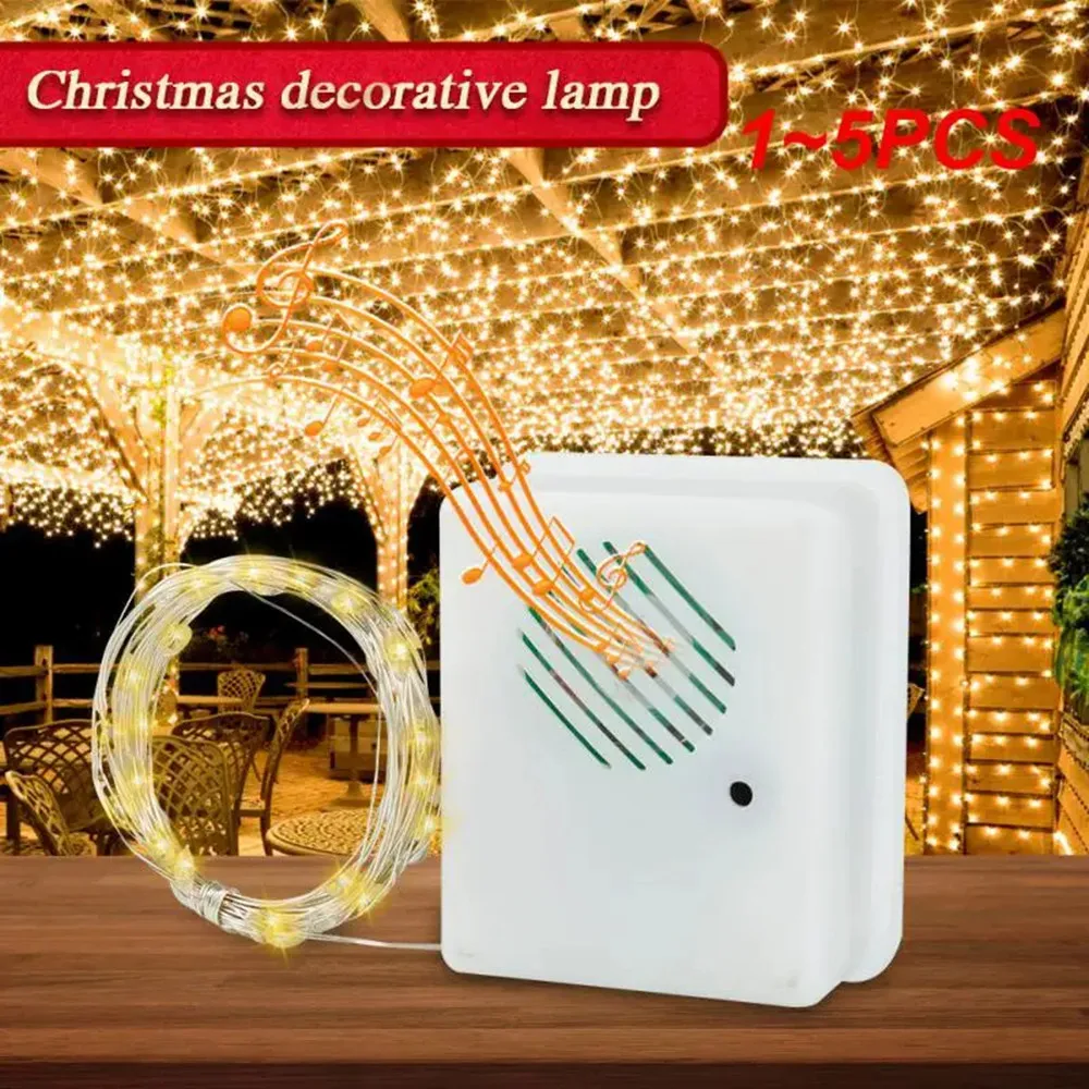 1Pc LED Christmas Light String Voice Controlled Induction Music Lamp Christmas Bedroom Fairy Lights Wedding Party Decoration